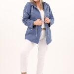 Lekka bawełniana parka damska niebieska