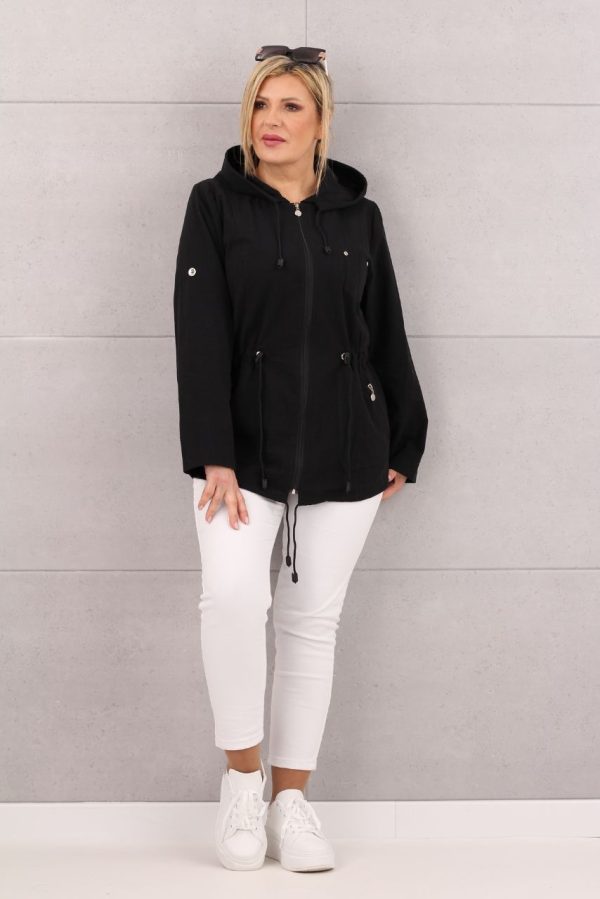 Lekka bawełniana parka damska czarna
