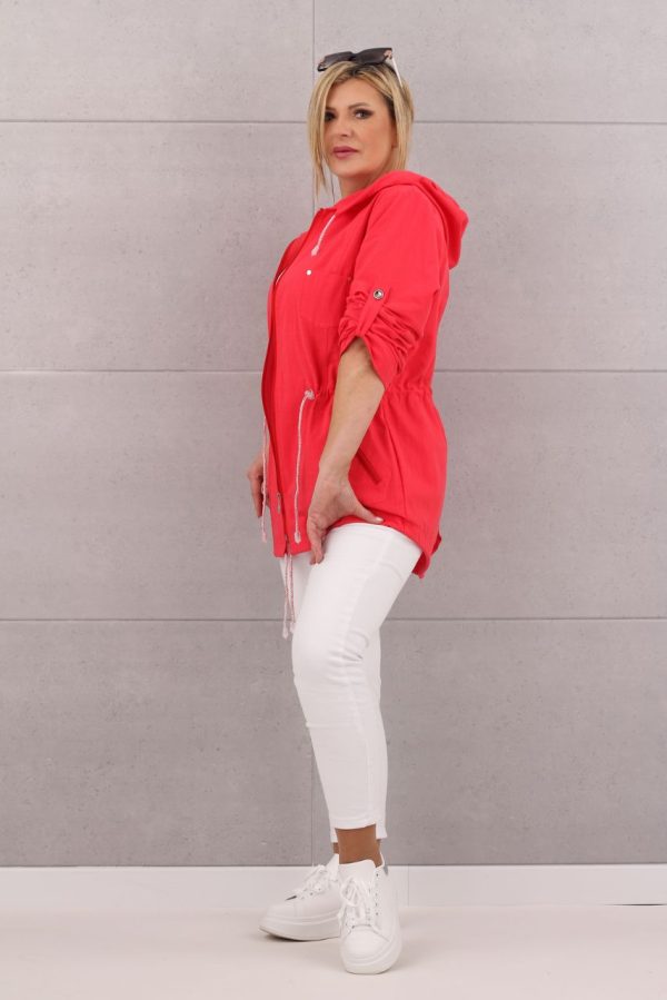 Lekka bawełniana parka damska czerwona