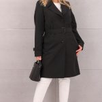 Elegancki płaszcz damski jednorzędowy czarny 