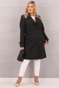 Elegancki płaszcz damski jednorzędowy czarny 