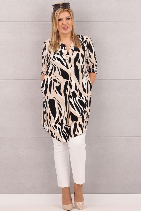 Tunika damska z kieszeniami beżowa