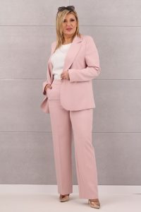 Luźny elegancki garnitur damski pudrowy róż
