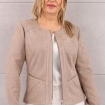 Żakiet z zamszu damski beżowy