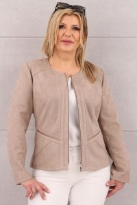 Żakiet z zamszu damski beżowy