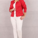 Żakiet z zamszu damski czerwony