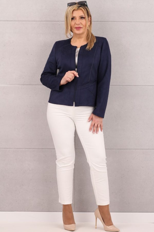 Żakiet z zamszu damski granatowy