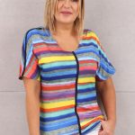 Luźna bluzka w kolorowe paski