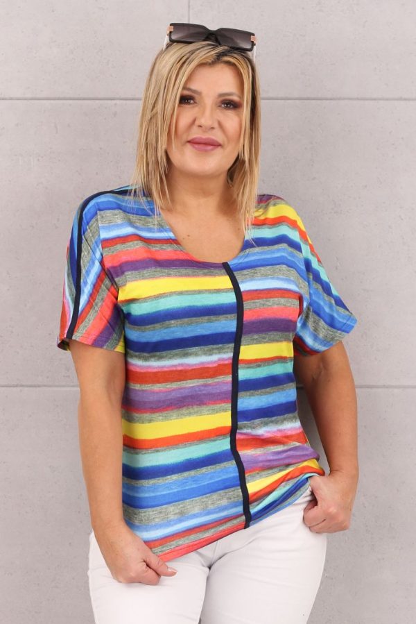 Luźna bluzka w kolorowe paski