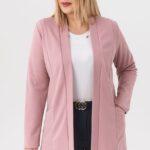 Elegancka damska narzutka pudrowy róż