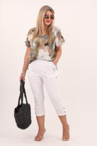 Rybaczki damskie z wysokim stanem z guzikami białe