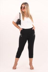 Rybaczki damskie z wysokim stanem z guzikami czarne