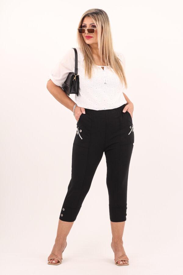 Rybaczki damskie z wysokim stanem z guzikami czarne