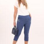 Rybaczki damskie z wysokim stanem z guzikami niebieskie