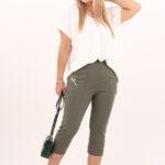 Rybaczki damskie z wysokim stanem z guzikami zielone