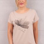 Bluzka oversize z nadrukiem kwiatowym beżowa