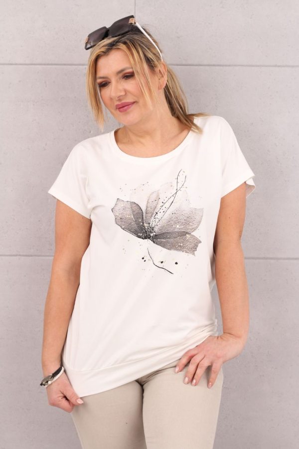 Bluzka oversize z nadrukiem kwiatowym biała