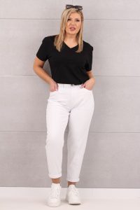 Luźne białe spodnie jeansowe