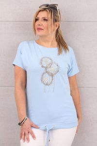 Bluzka damska plus size w dmuchawce niebieska