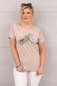 Bluzka damska plus size z ważką beżowa