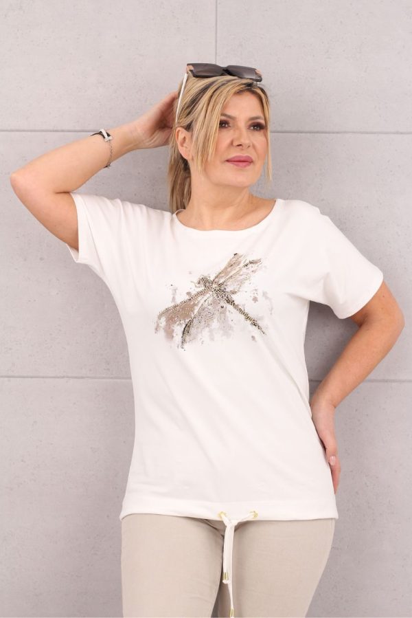 Bluzka damska plus size z ważką biała