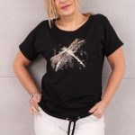 Bluzka damska plus size z ważką czarna