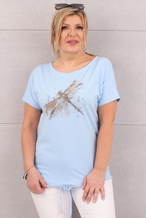 Bluzka damska plus size z ważką niebieska
