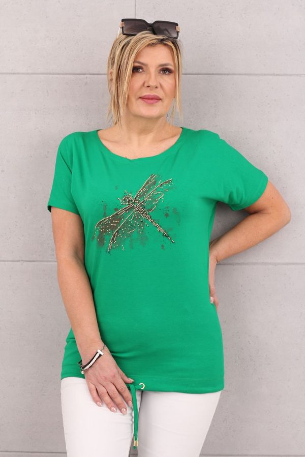 Bluzka damska plus size z ważką zielona