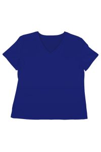 Chabrowy t-shirt damski z dekoltem V