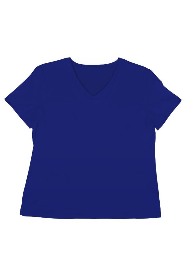 Chabrowy t-shirt damski z dekoltem V