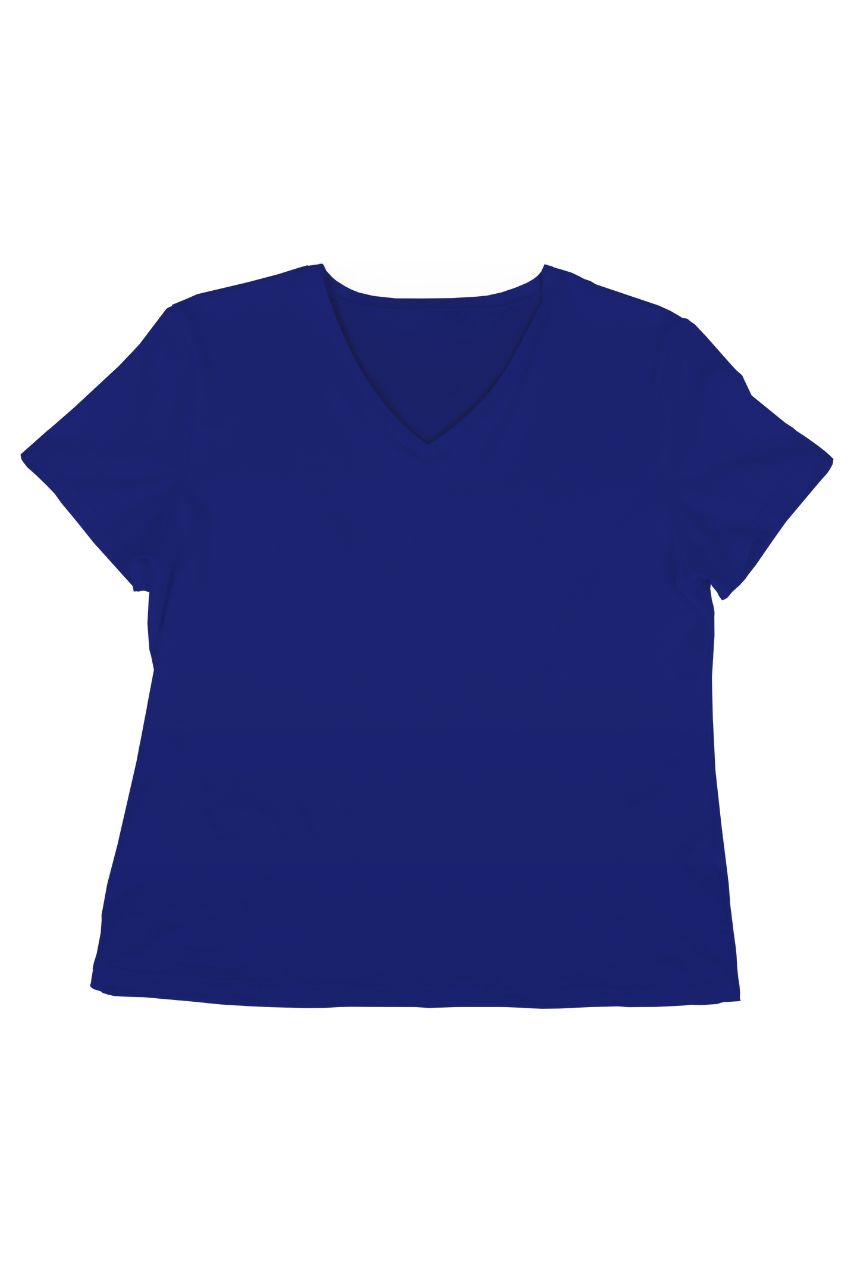 Chabrowy t-shirt damski z dekoltem V