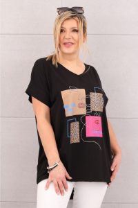 Luźna bluzka z twarzą czarna