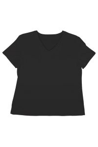 Czarny t-shirt damski z dekoltem V