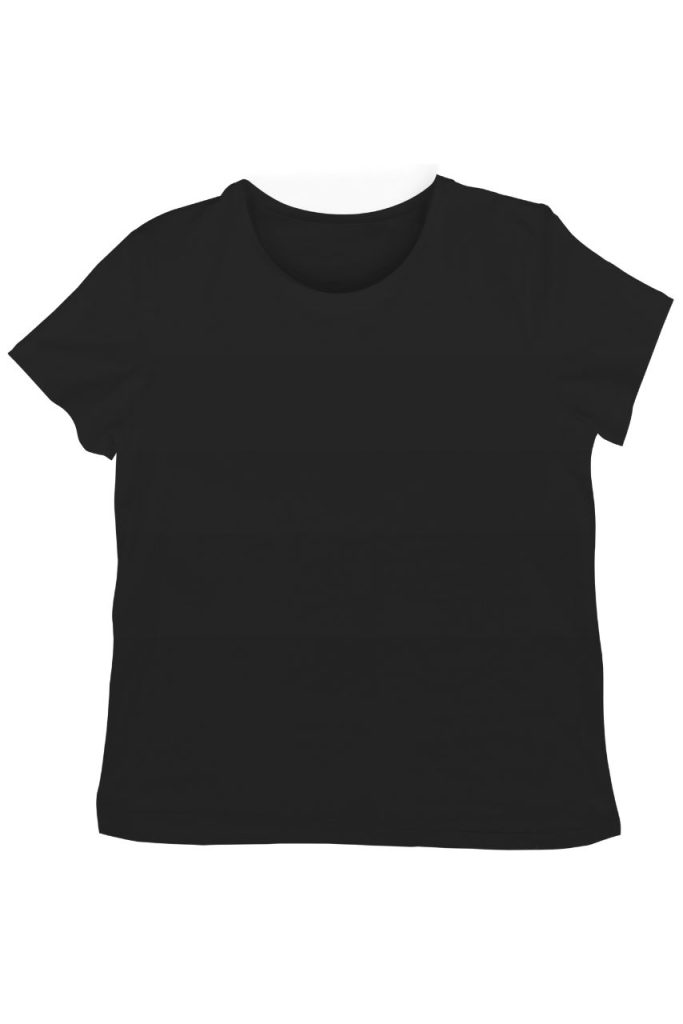 Czarny t-shirt damski z okrągłym dekoltem