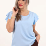 Elegancka bluzka z falbankami niebieska