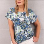 Granatowa bluzka z gumka na dole plus size w turecki wzór