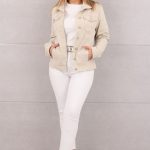 Kurtka jeansowa damska beżowa