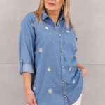 Luźna koszula w stokrotki jeans