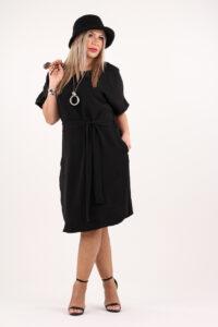 Luźna sukienka wiązana w talii czarna