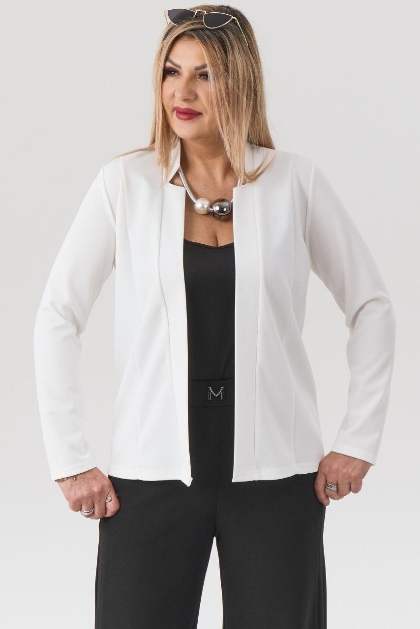 Narzutka gładka z kołnierzem biała