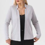 Narzutka gładka z kołnierzem szara