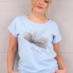 Bluzka oversize z nadrukiem kwiatowym niebieska