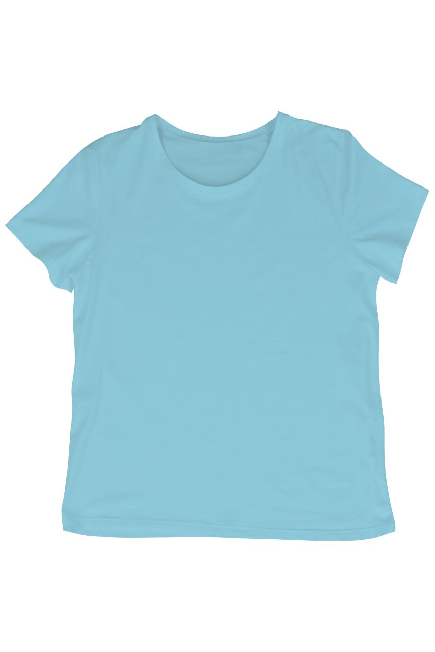 Niebieski t-shirt damski z okrągłym dekoltem