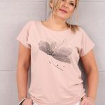 Bluzka oversize z nadrukiem kwiatowym pudrowy róż