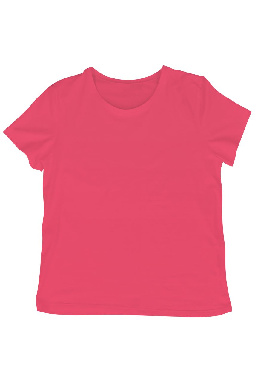 Różowy t-shirt damski z okrągłym dekoltem