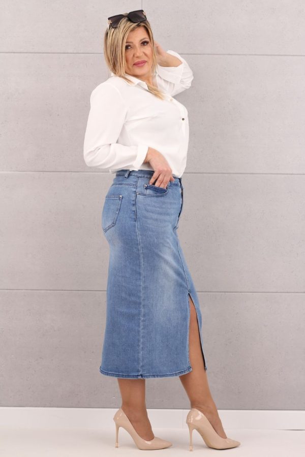 Spódnica jeansowa z rozcięciem z przodu