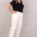 Spodnie mom fit z gumką w pasie białe