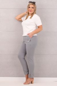 Spodnie z wysokim stanem z guzikami szare