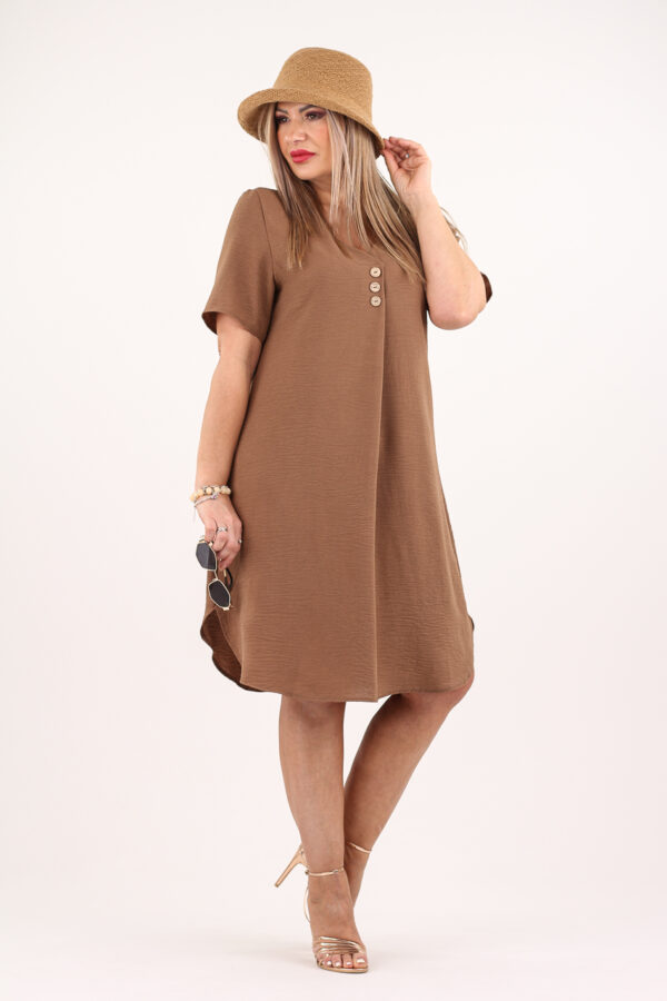 Sukienka z guzikami z przodu brązowa