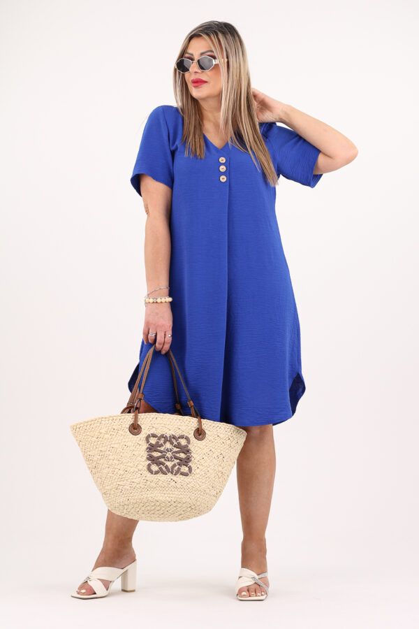 Sukienka z guzikami z przodu chabrowa